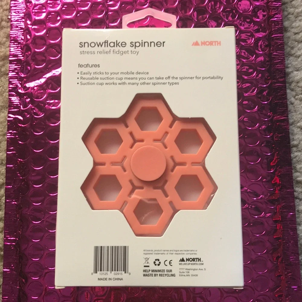 Peach Snowflake Spinner Phone Stent